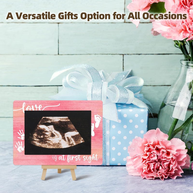 OXRUN New Mom Gifts, 4x6 Pregnancy Baby Ultrasound Picture Frame, Love at First Heartbeat Wooden Photo Frame with Easel, Nursery Decor - A04 - Image 5